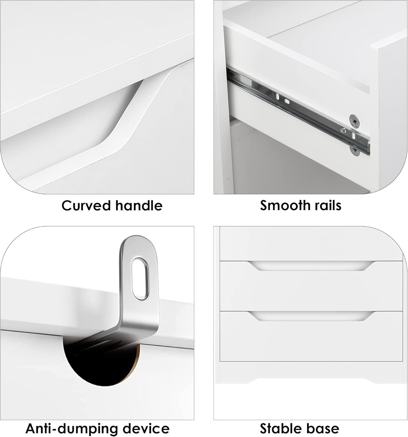 White Modern 4-Drawer Chest Storage Cabinet for Bedroom, Living Room