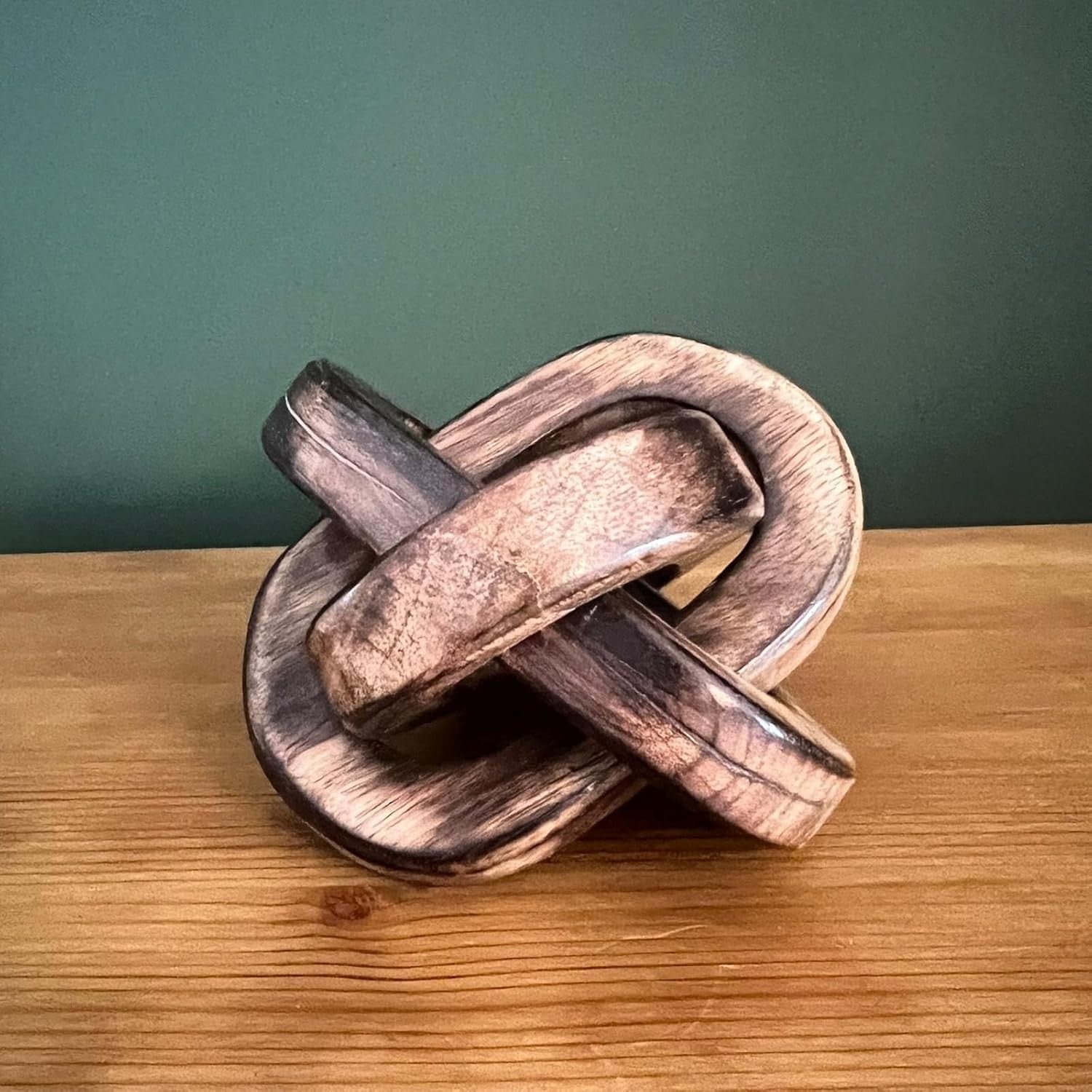 Rustic Wooden Knot Ornament 3-Link Sculpture Home Decor Table Shelf Display Gift