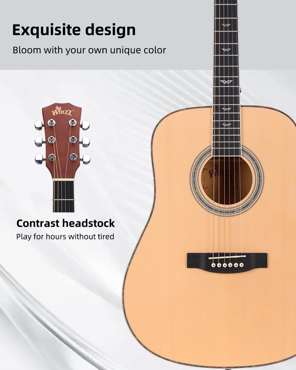 Full Size 4/4 Acoustic Guitar Starter Kit Spruce Steel String