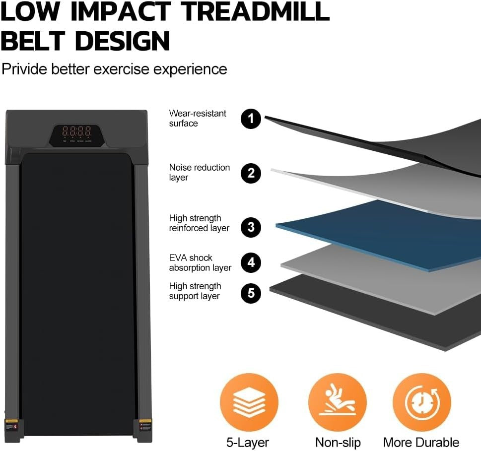 Compact Under Desk Treadmill Walking Pad – Quiet, Slim, LED Display