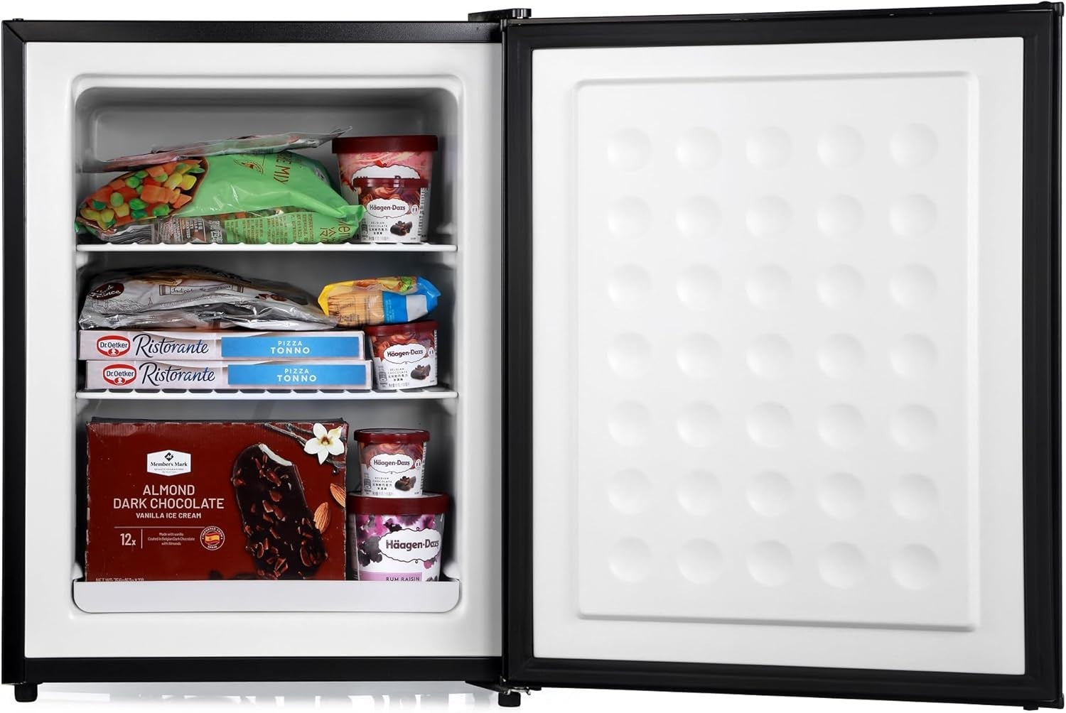 Mini Freezer 30L Compact Table Top 4-Star Adjustable Thermostat Black