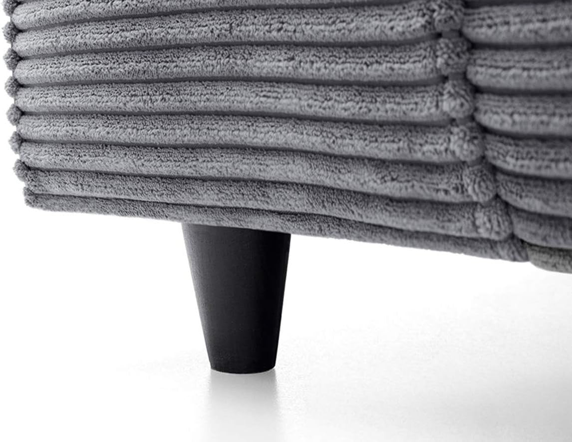 L Shaped Corner Sofa Jumbo Cord Fabric Deep Cushions Grey 212cm Wide
