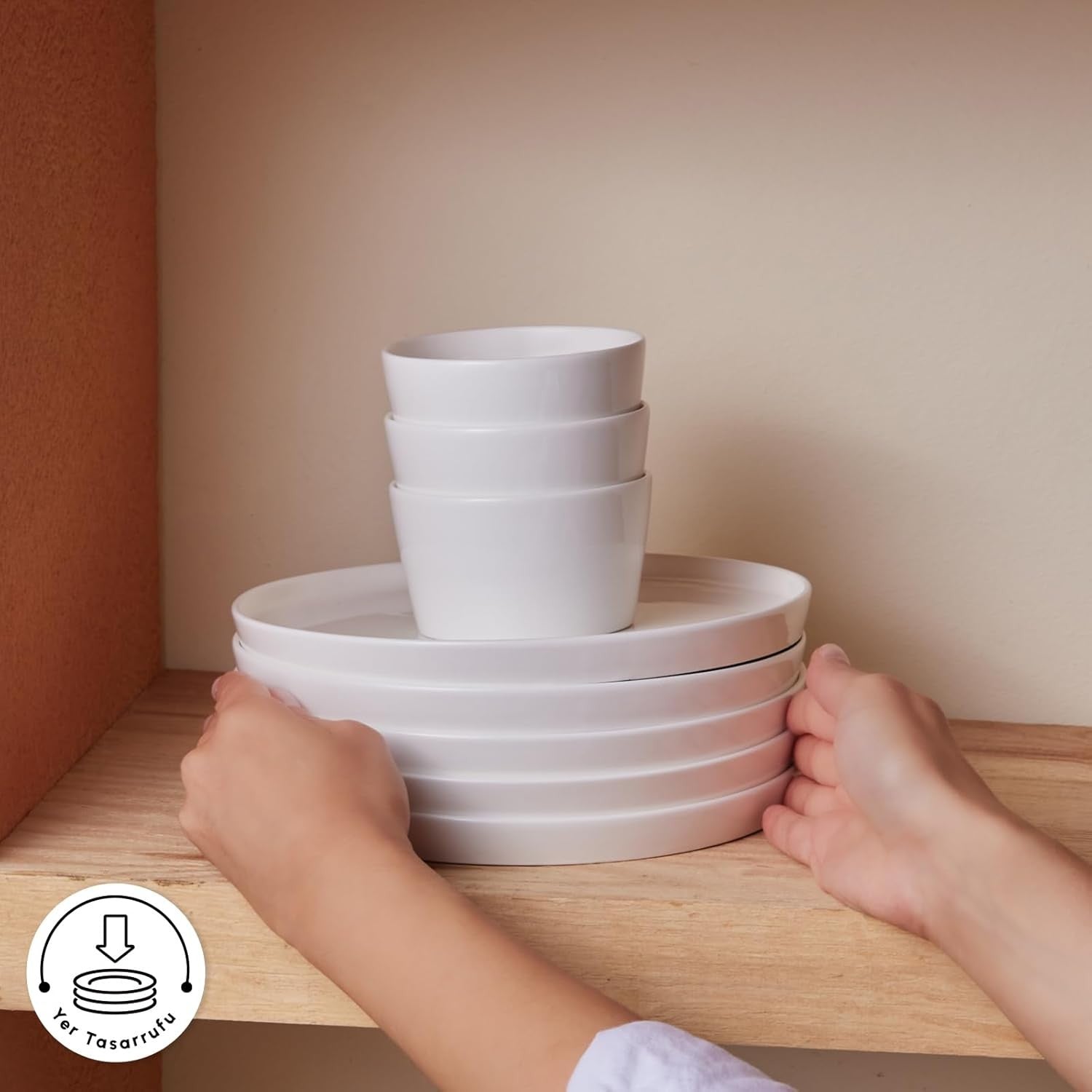 22 Piece Bone China Serveware Set White Plates Bowls Spoons Dishwasher Safe