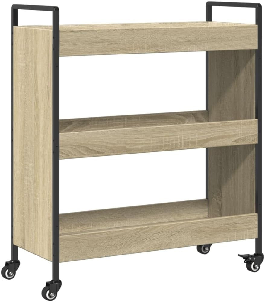 Sonoma Oak Rolling Kitchen Trolley 70cm Storage Cart