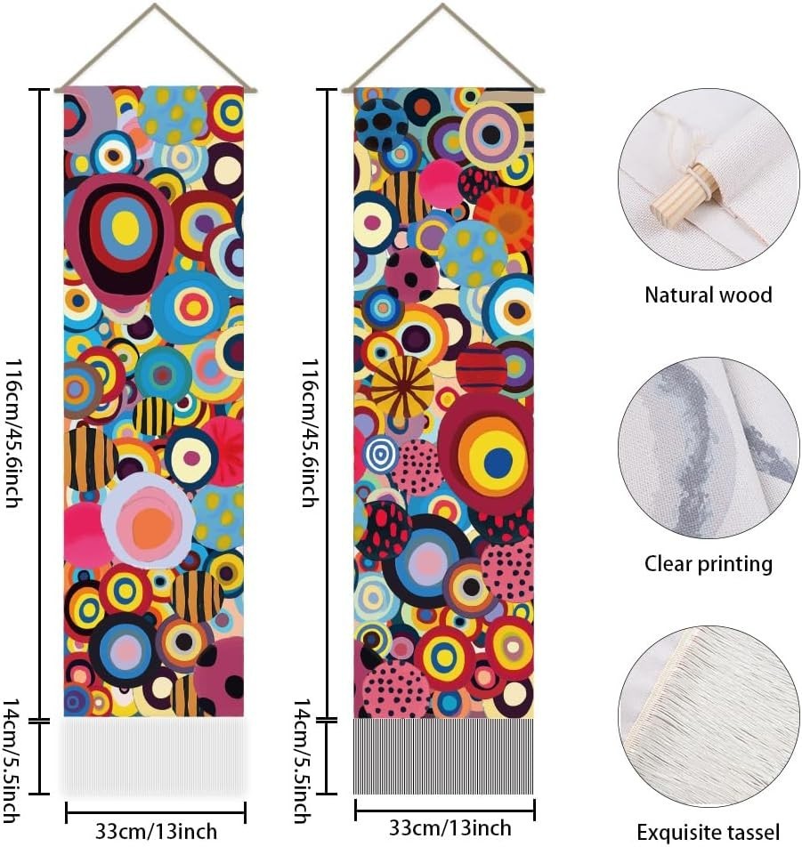 Boho Abstract Art Tapestry 2pcs 45.7x13in Hippie Wall Decor