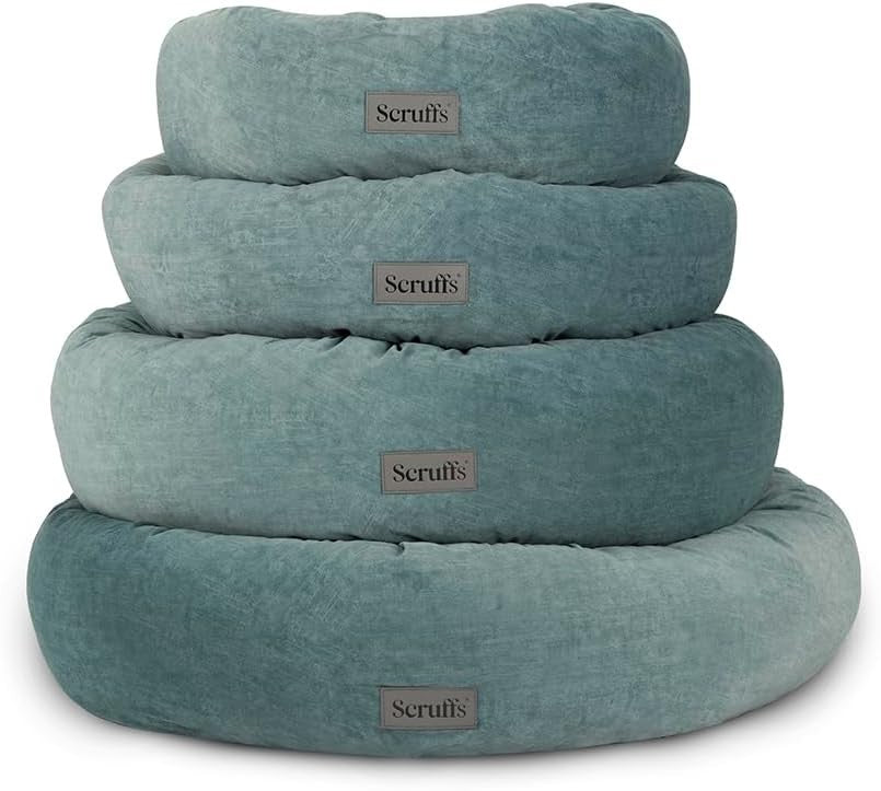 XXL Ring Dog Bed 85cm Washable Velvet Lake Teal