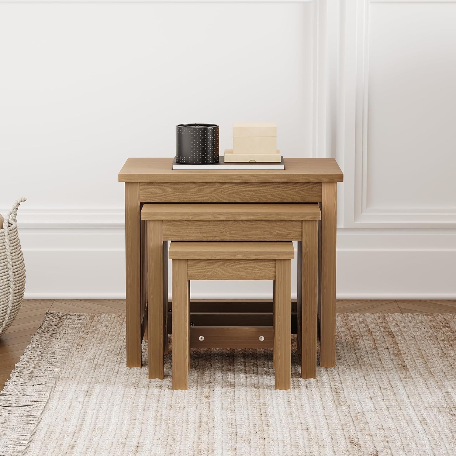 Modern Rectangular Ash Veneer End Side Table Small Space Living Room Furniture