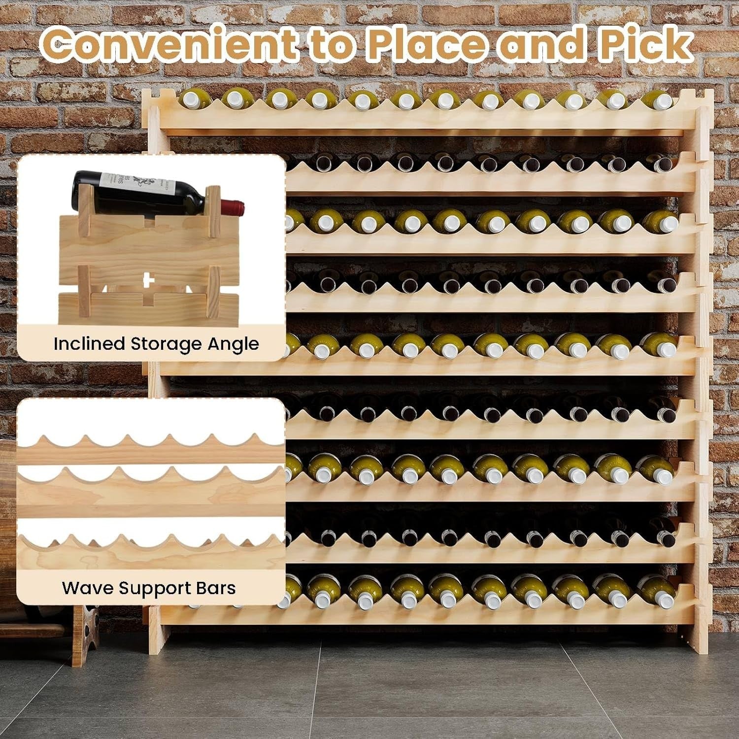 Large Wooden Wine Rack 108 Bottle Storage Stand | 9-Tier Free Standing Shelf
