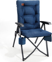 Heavy Duty Folding Camping Chair Padded High Back Recliner 150kg Load