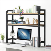 Black 2-Tier Desktop Shelf Organizer | Wide Desk Hutch Storage Rack 75×24×98cm