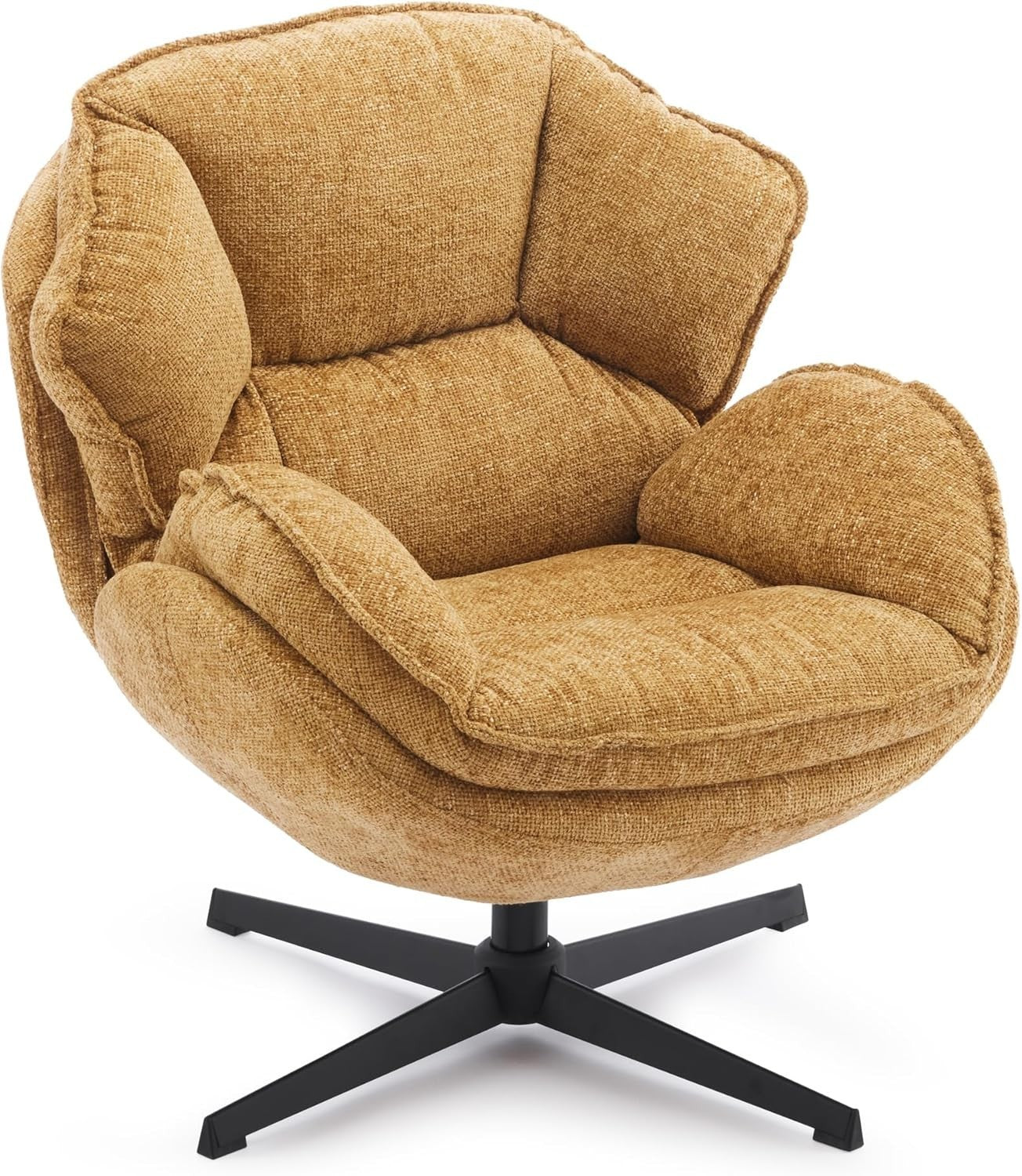 Swivel Accent Chair Yellow Armchair Lounge Tub Seat Faux Leather Sofa