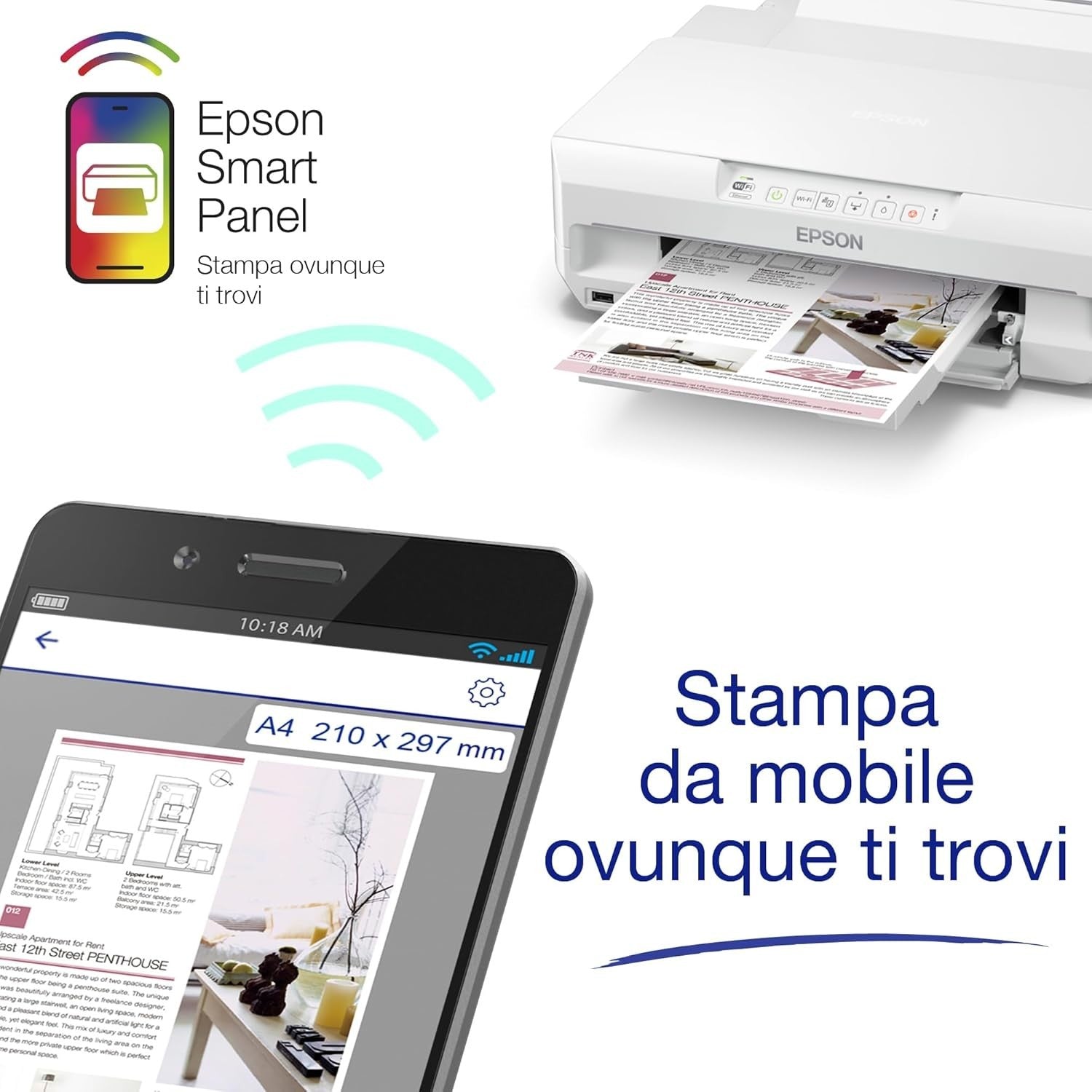 White Wi-Fi Photo Inkjet Printer A4 Print/Scan/Copy High Resolution