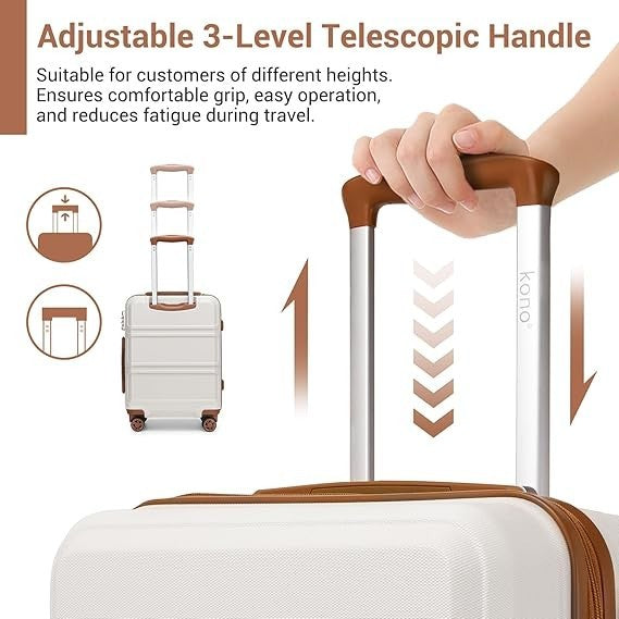 24” Medium Checked Suitcase ABS+PC Hard Shell 4 Spinner Wheels TSA