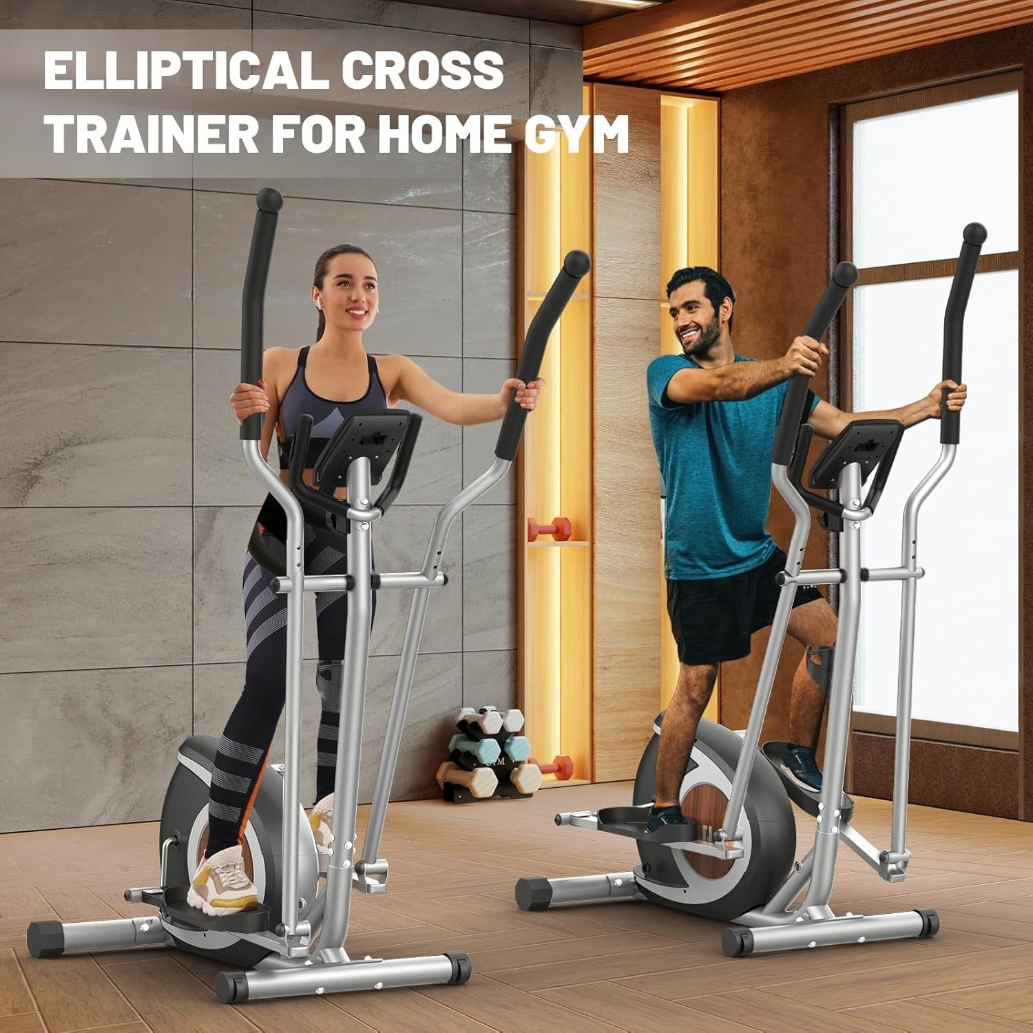 16-Level Magnetic Elliptical Cross Trainer Home Gym with LCD & Pulse Sensor