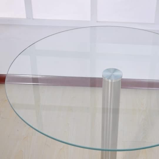 Round Glass Dining Table 70cm Tempered Top Black Chrome Base 2-4 Seater Modern