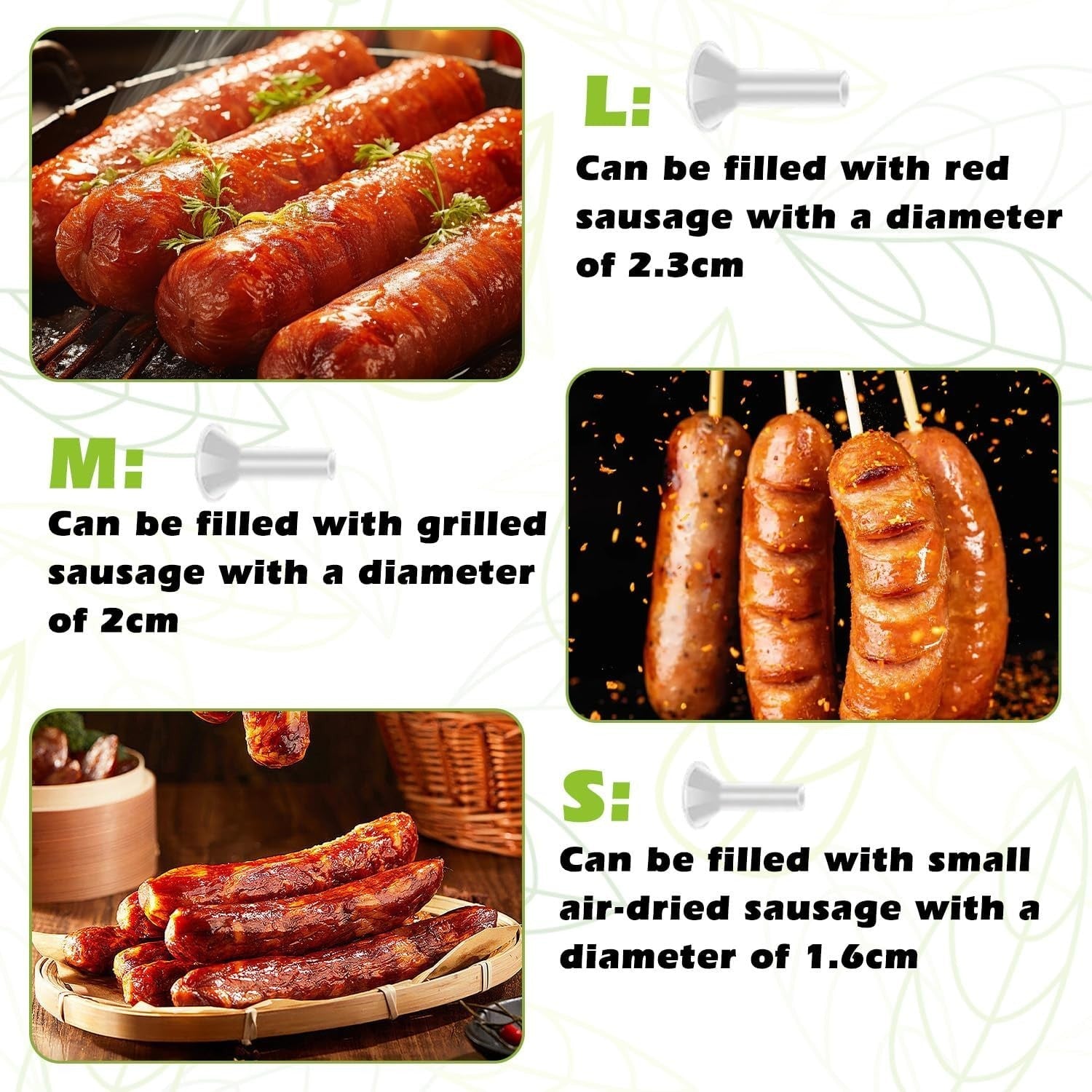 6 in 1 Manual Meat Grinder Sausage Stuffer Mincer Suction Base
