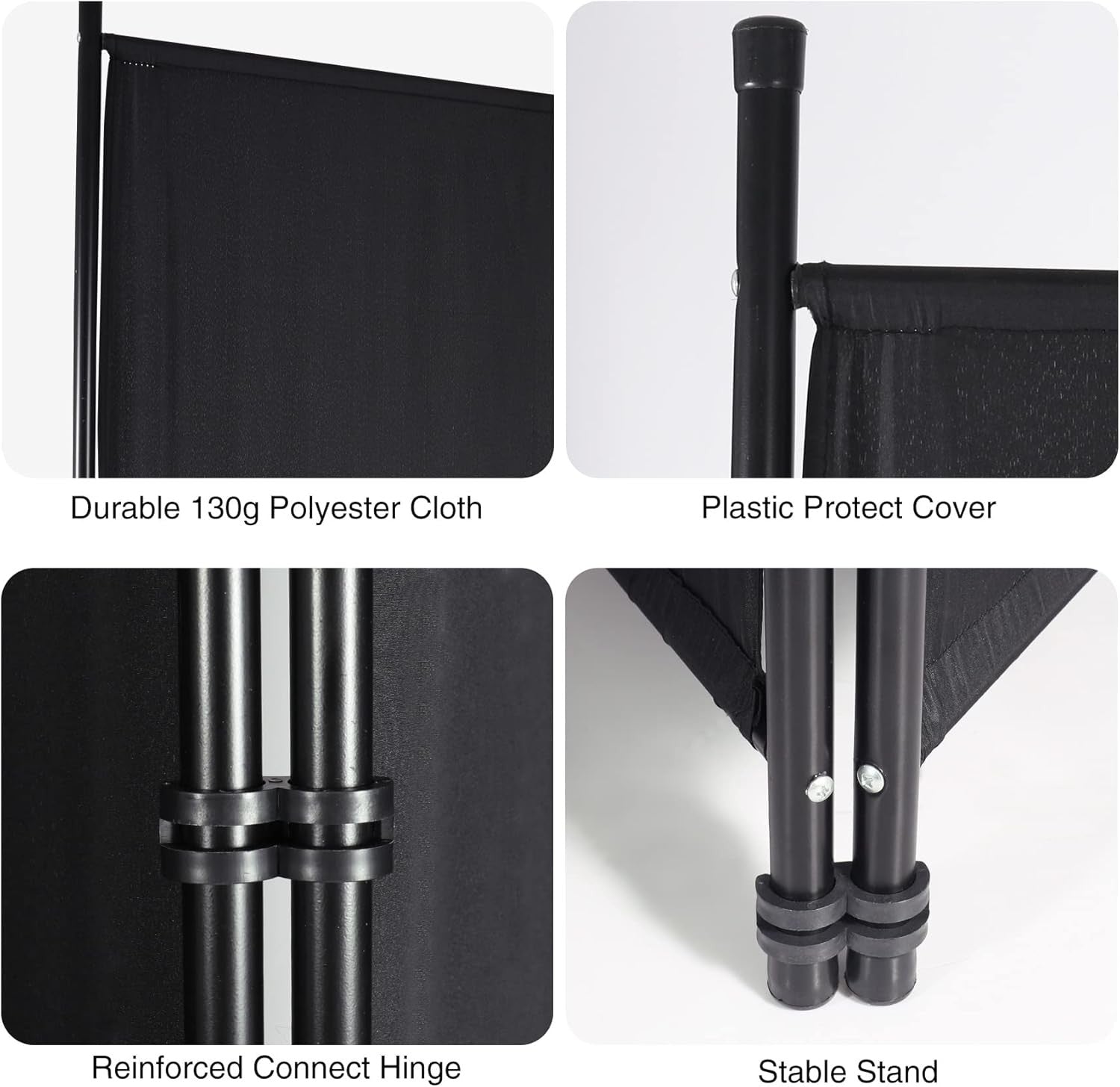 6 Panel Black Folding Room Divider Privacy Screen Partition 307x173cm