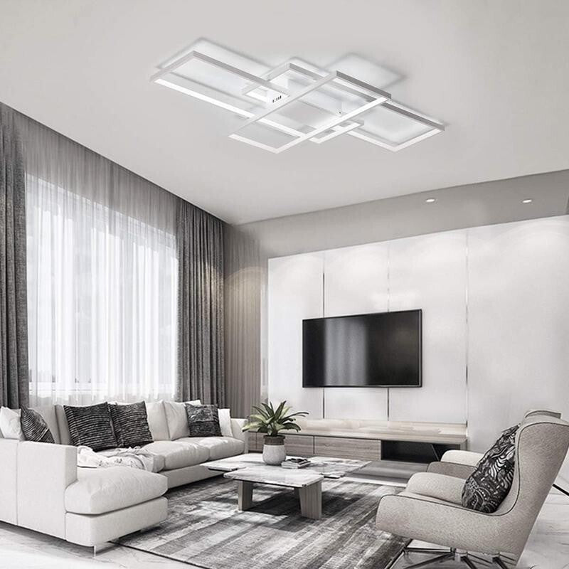 Modern LED Ceiling Light 3 Square 75W Cool White Flush Mount Fixture White