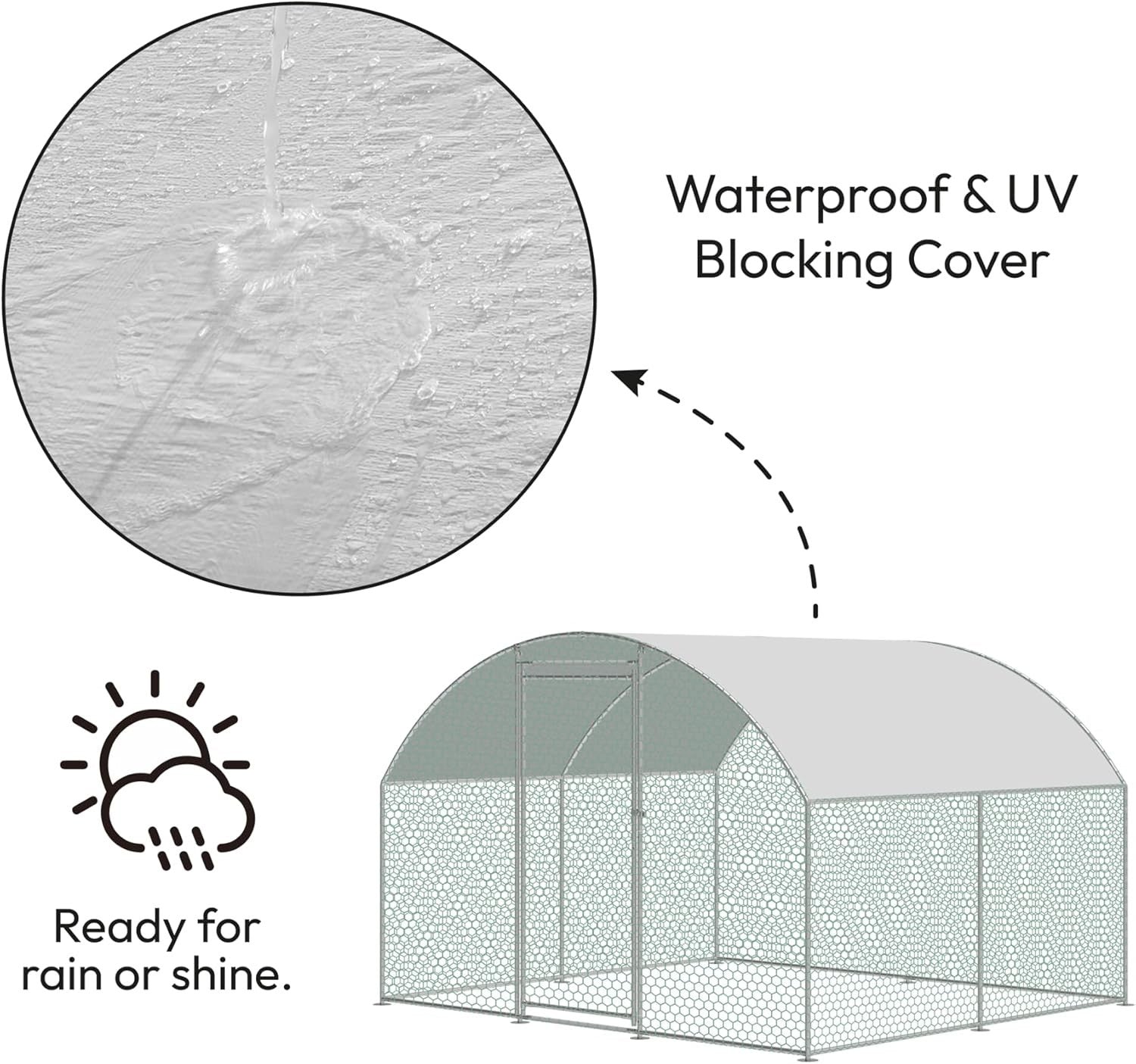 4x3m Walk In Chicken Run Metal Pet Enclosure 195cm