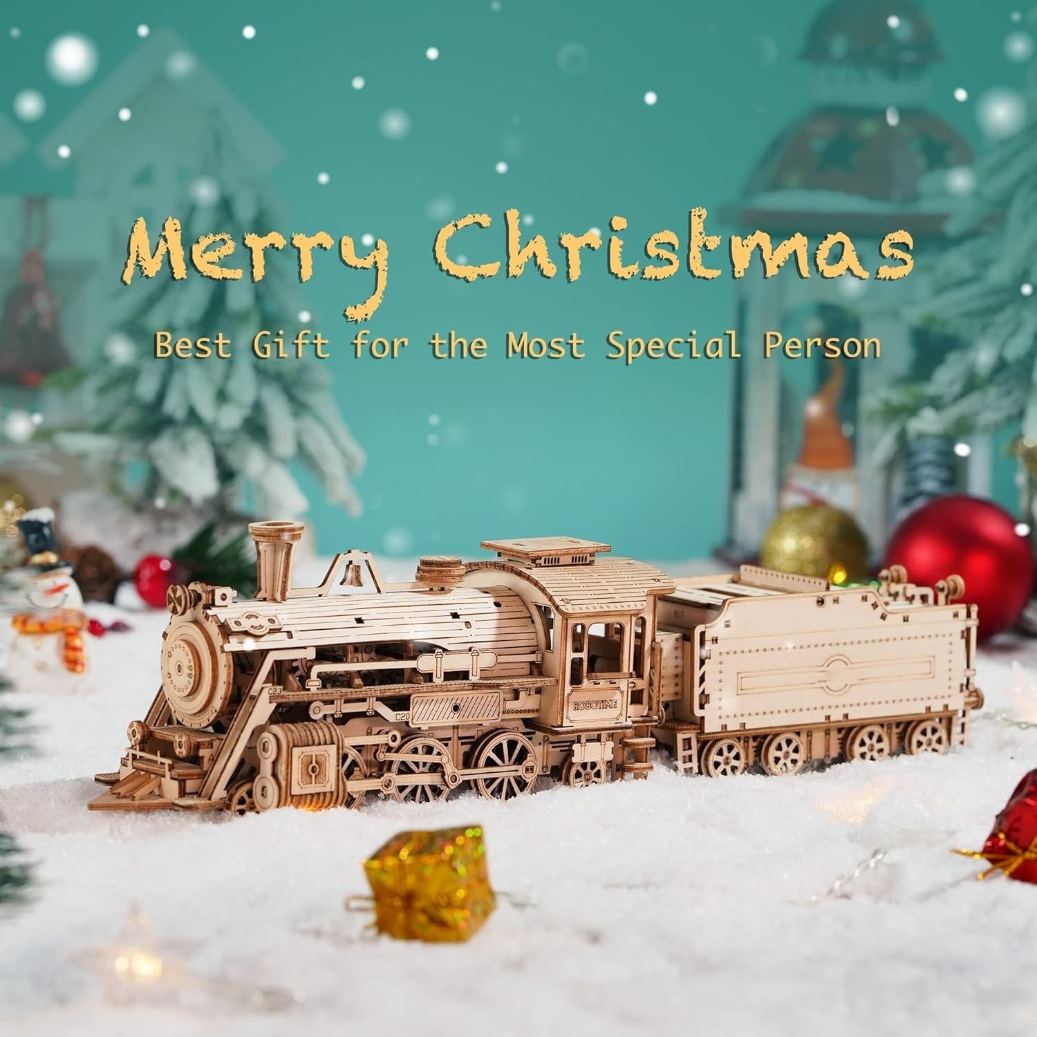 3D Steam Train Puzzle Wooden Model Kit | DIY Mechanical Build for Kids & Adults