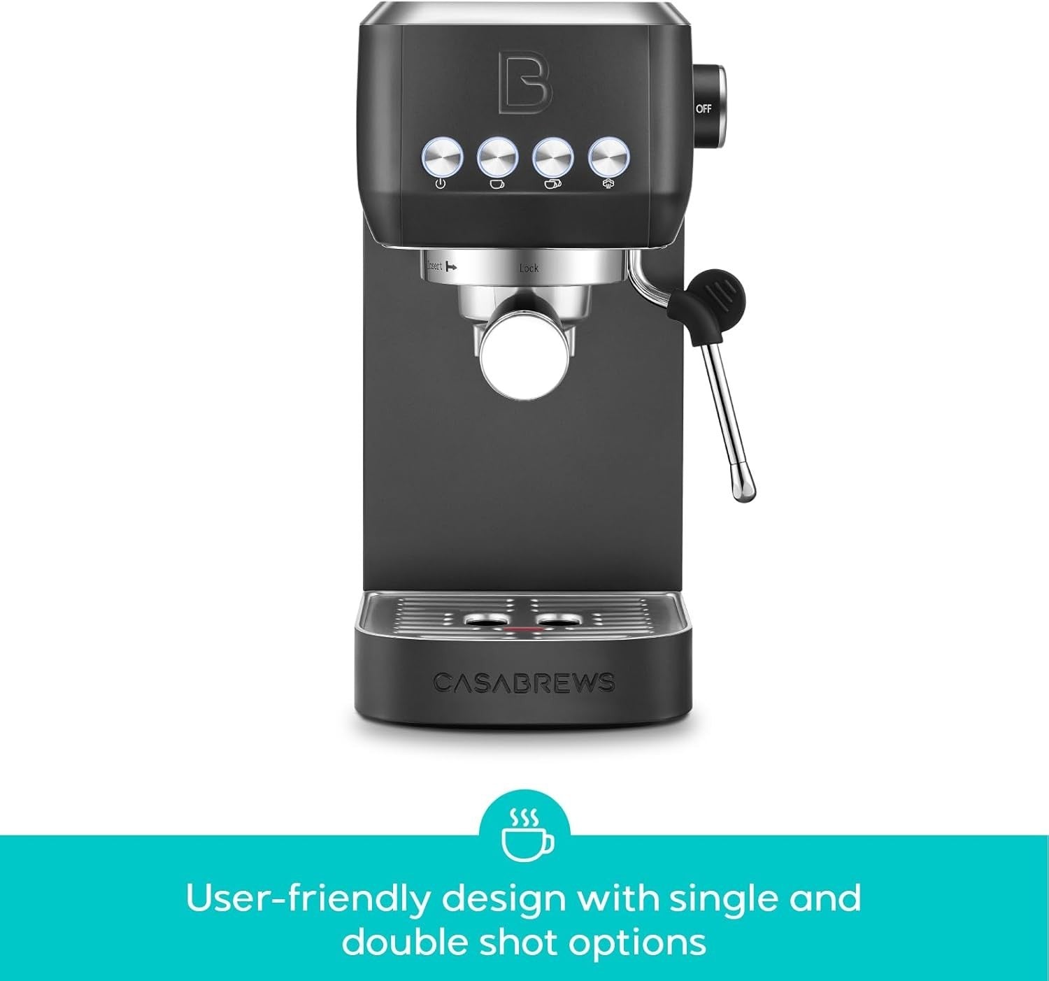 20 Bar Espresso Coffee Machine With Milk Frother, 1.3L Tank, Compact