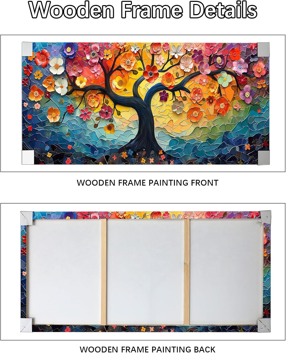 Colorful Tree of Life Canvas Wall Art – Wooden Framed 50x120cm Modern Decor