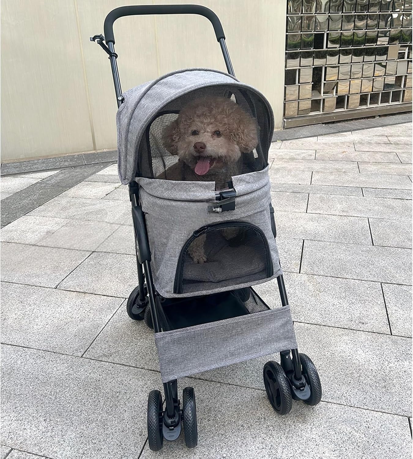 Pet Stroller for Small Dogs Cats Foldable Travel Jogger Pushchair Grey