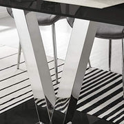 Modern Black Glass Dining Table 140x80x75cm Chrome Metal Frame