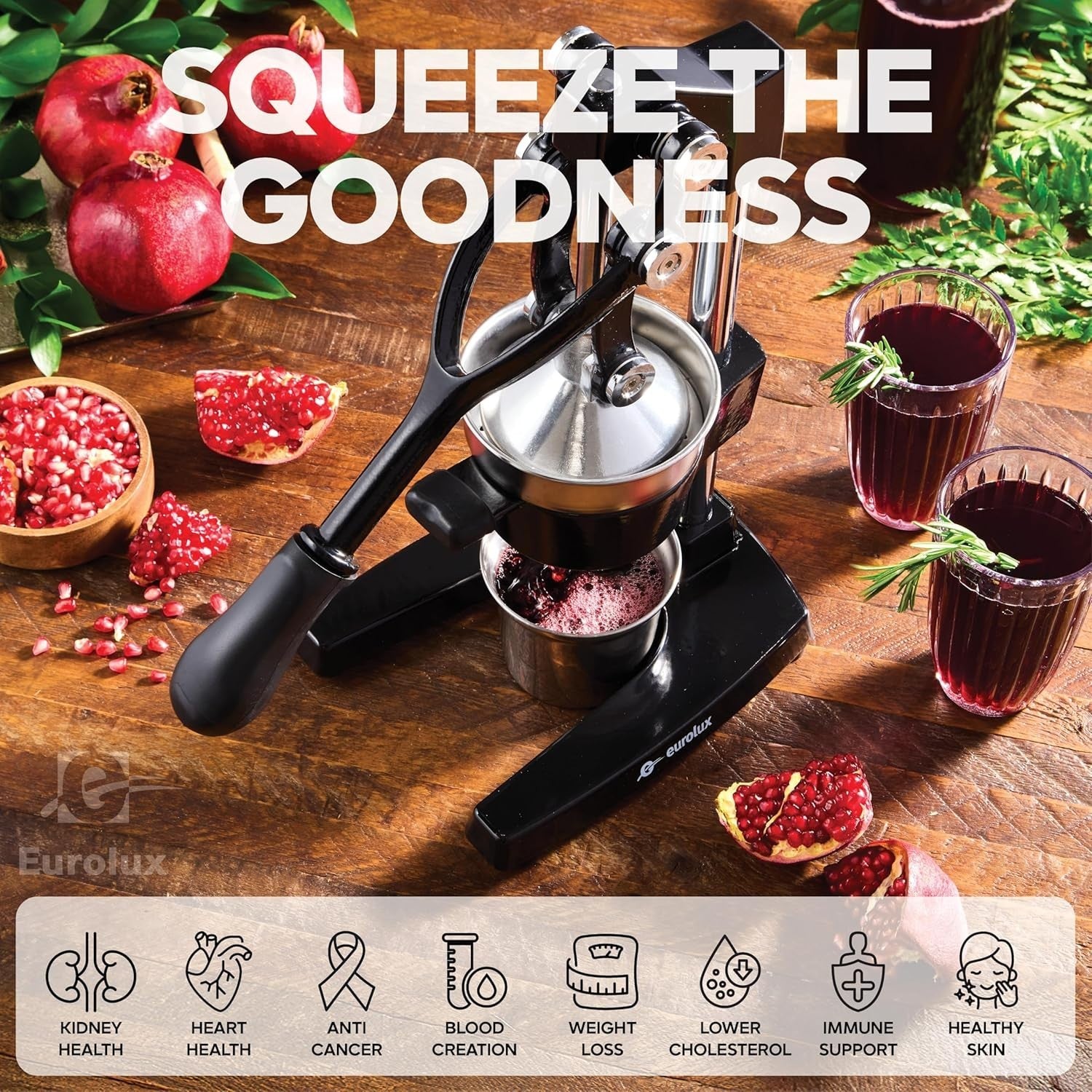 Commercial Manual Citrus Juicer Cast Iron Hand Press with Steel Cup