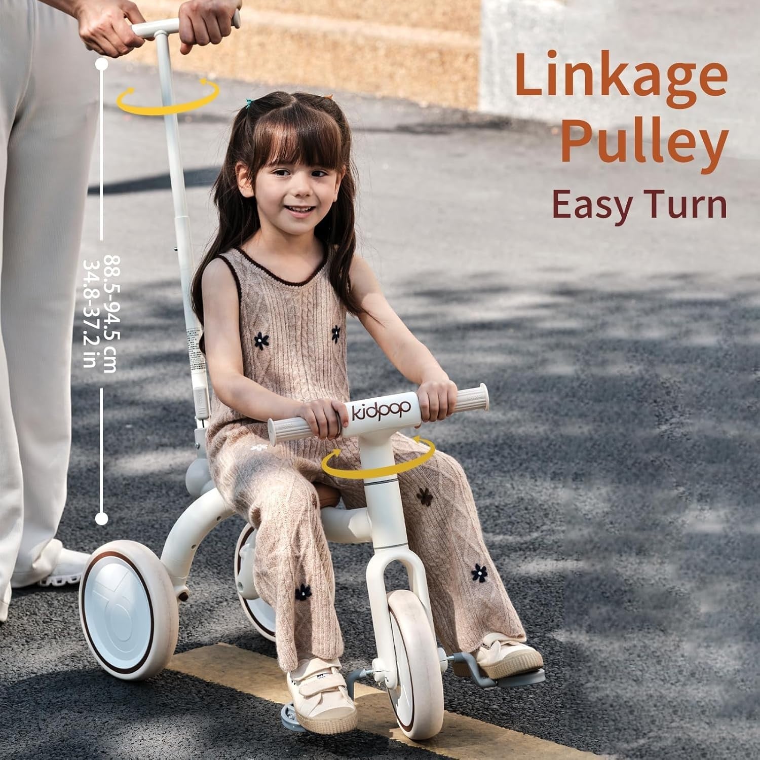 4 in 1 Kids Trike Balance Bike Scooter Push Trike EVA Wheels Beige
