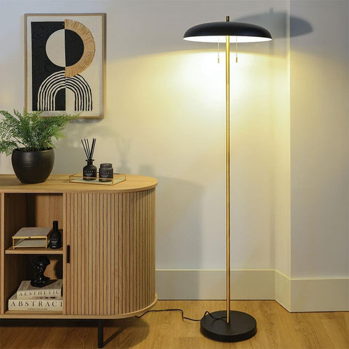 Modern Black Metal Floor Lamp Slim Standing Light Minimalist Living Room