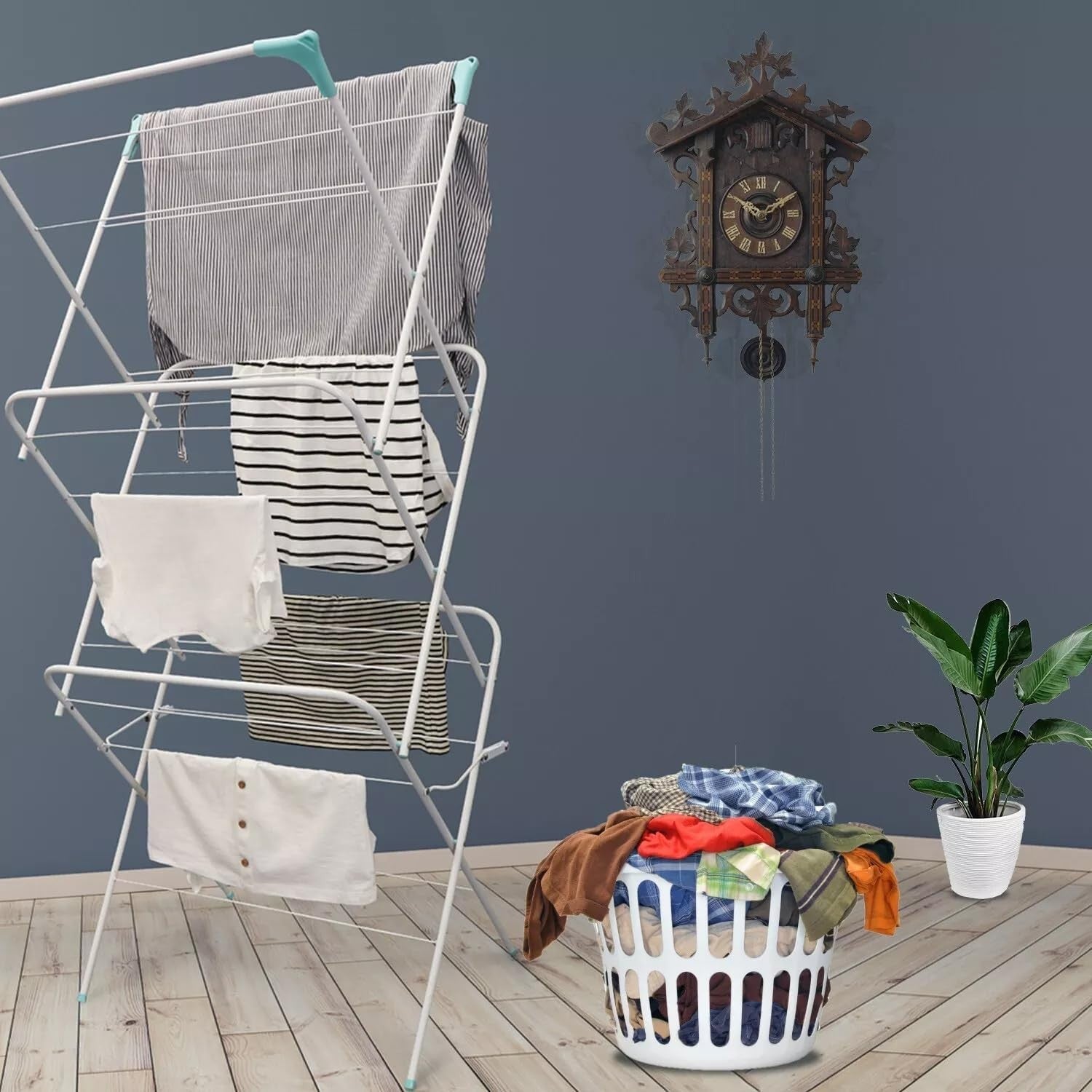 3 Tier Folding Clothes Airer Drying Rack Indoor Outdoor Space Saving Laundry