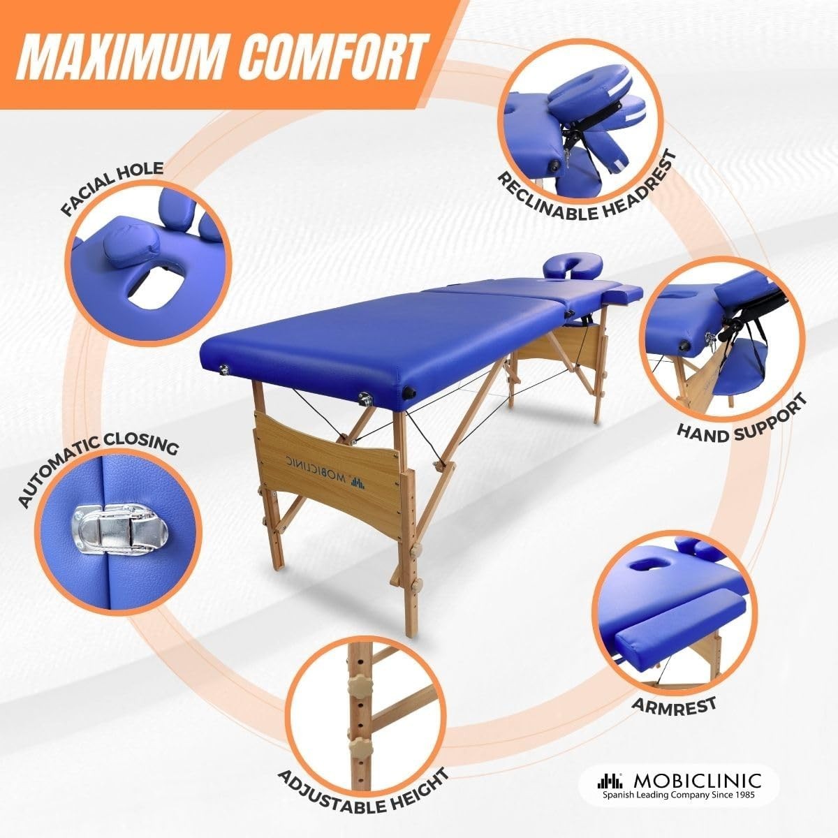 Portable Wooden Massage Table Foldable Adjustable Physiotherapy Bed Blue
