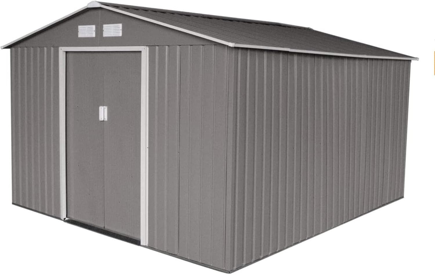 6x8FT Metal Garden Shed Outdoor Storage Box Double Sliding Doors Grey