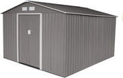 6x8FT Metal Garden Shed Outdoor Storage Box Double Sliding Doors Grey
