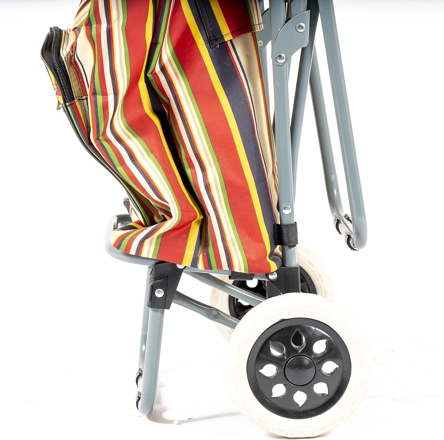 Shopping Trolley with Fold Down Seat Lightweight Grocery Cart Single Wheel