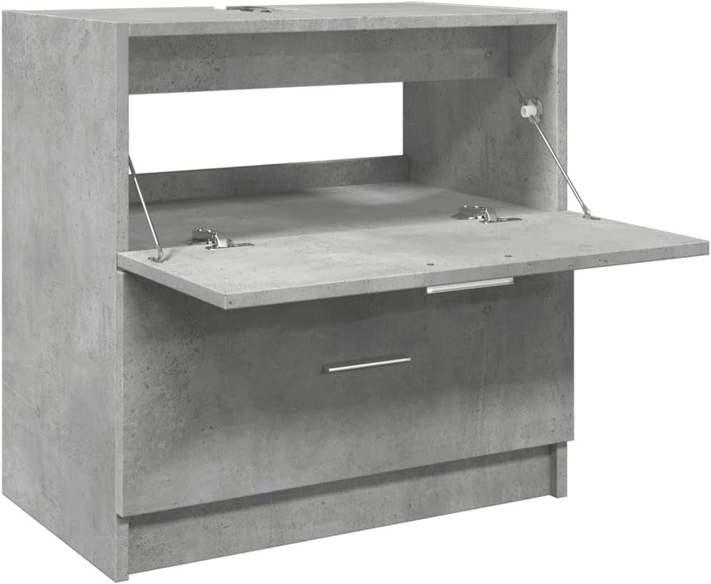 Concrete Grey Under Sink Bathroom Cabinet 59x37x59cm Modern Vanity Storage