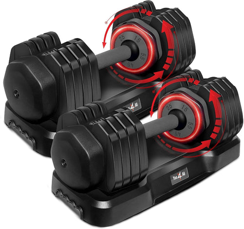 5-in-1 Adjustable Dumbbells Pair 15–55LB One-Second Dial Home Gym