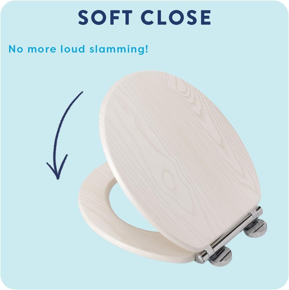 White Oak Wooden Toilet Seat Soft Close Quick Release Antibacterial Durable