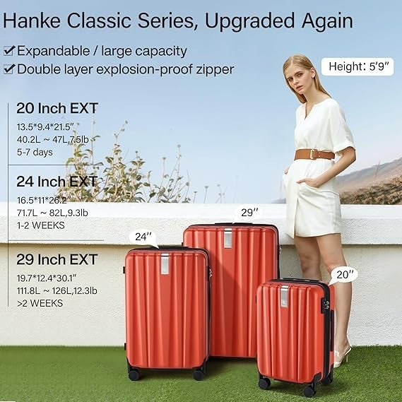 24” Lightweight Checked Hard Shell Suitcase Spinner Wheels Lock