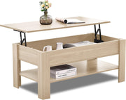 Lift Top Coffee Table with Storage Large Hidden Compartment Oak 120x60cm