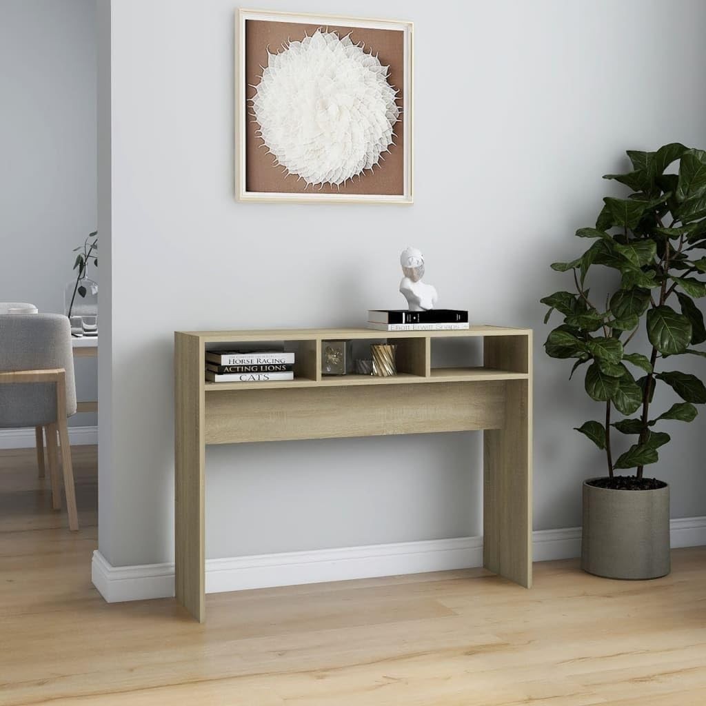 Modern Console Table with Storage Shelves - Compact, Stylish Home Desk