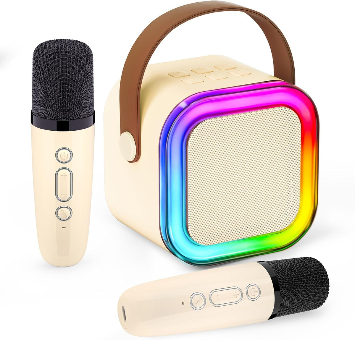 Kids Karaoke Machine 2 Microphones Bluetooth LED Voice Changer