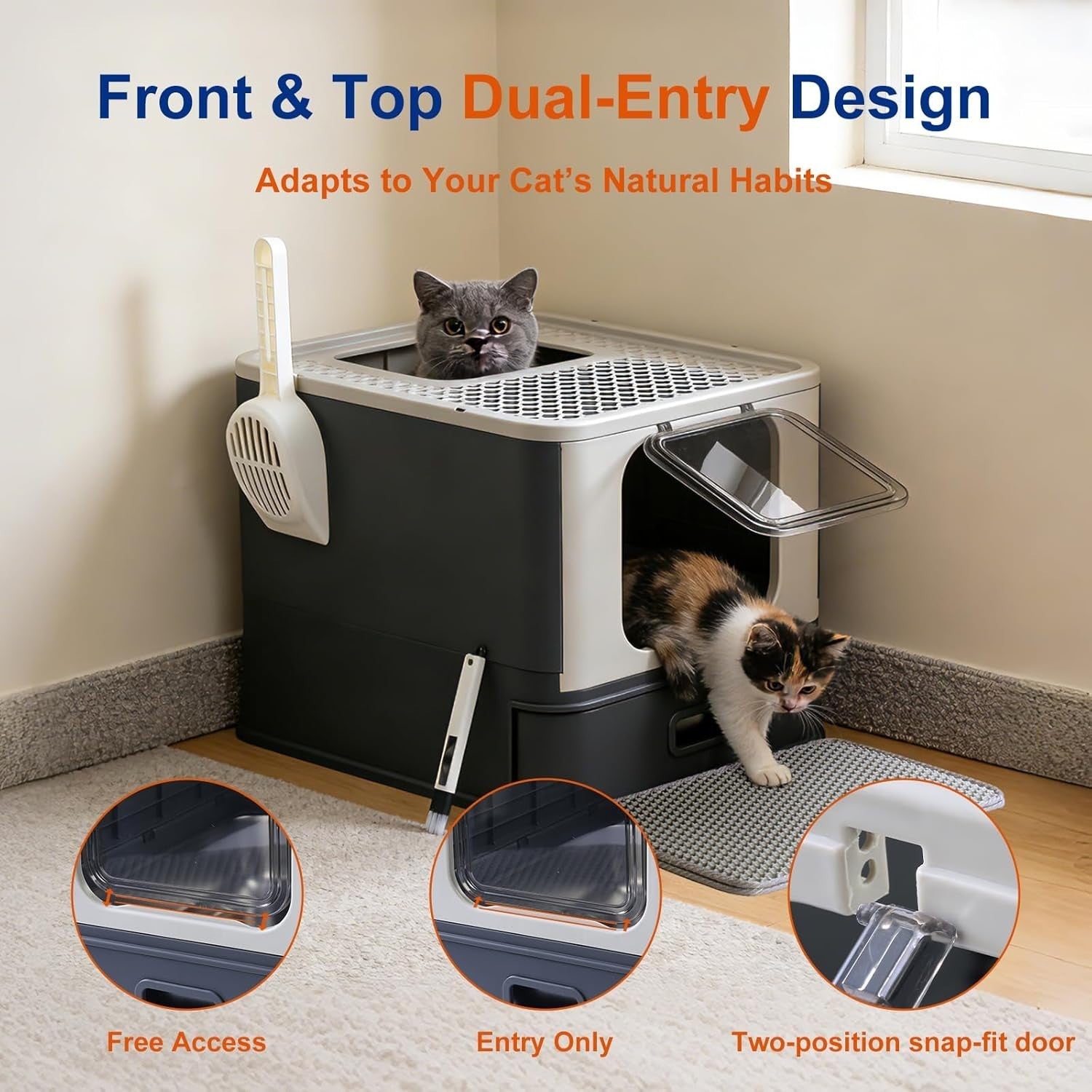 Stainless Steel Cat Litter Box Covered Drawer Top Entry Anti Leak Tray