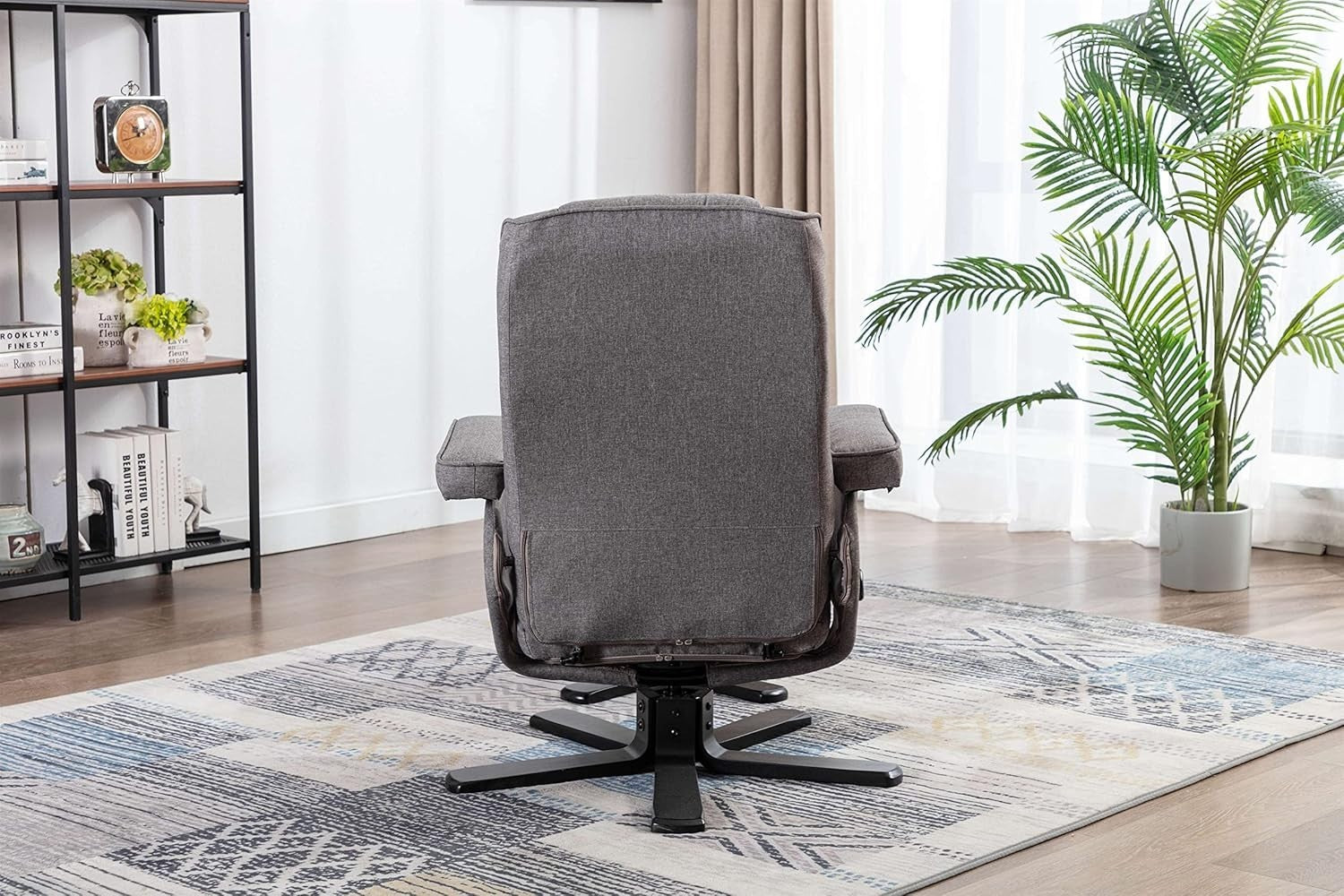 Recliner Armchair Swivel Fabric Chair w/ Footstool Lounge Office Home