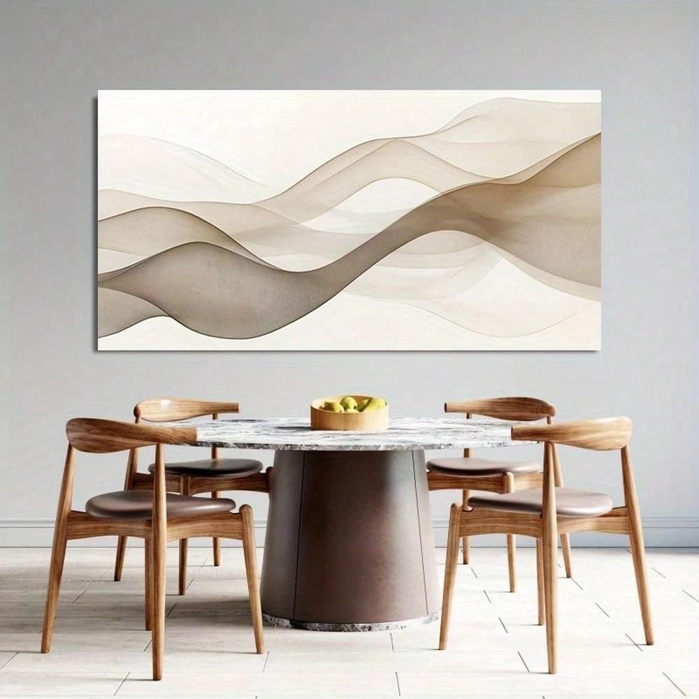 Large Abstract Forest Canvas Wall Art 70x140cm Beige