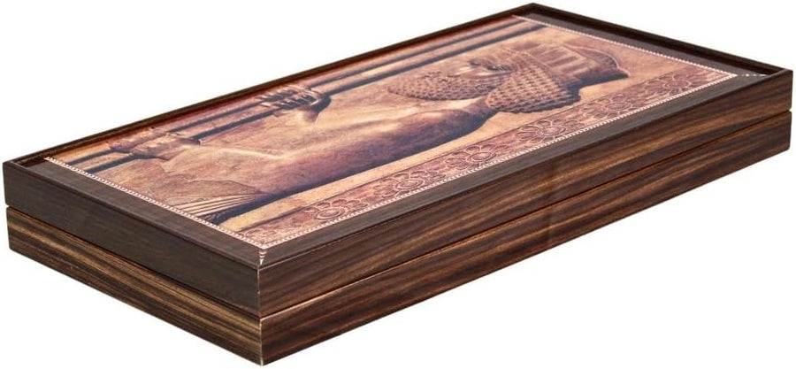 20” Wooden Backgammon Set Ancient Design Luxury Foldable Board Game