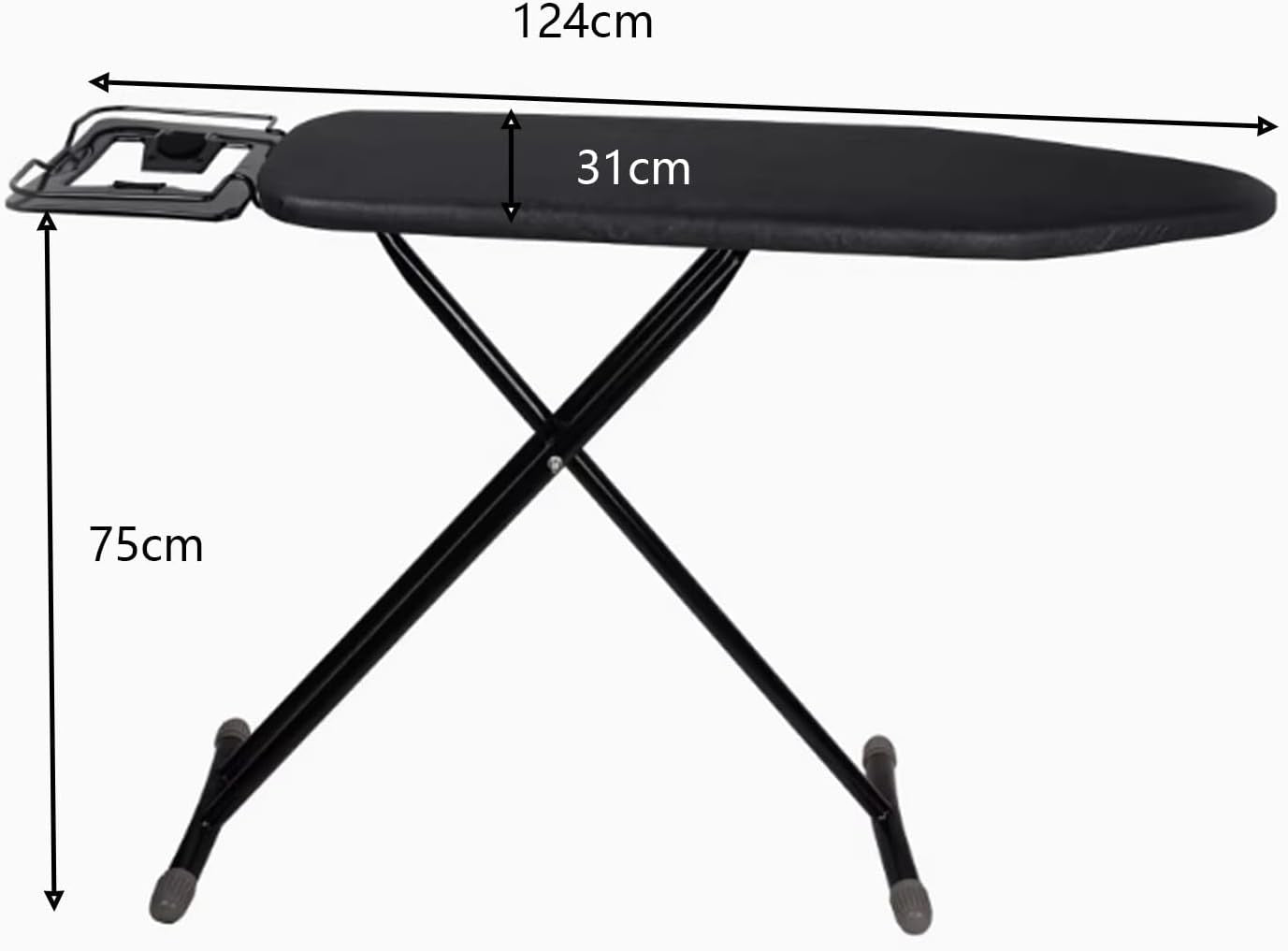 Full Size Adjustable Ironing Board Folding Thick Pad Stable Steel Frame Black