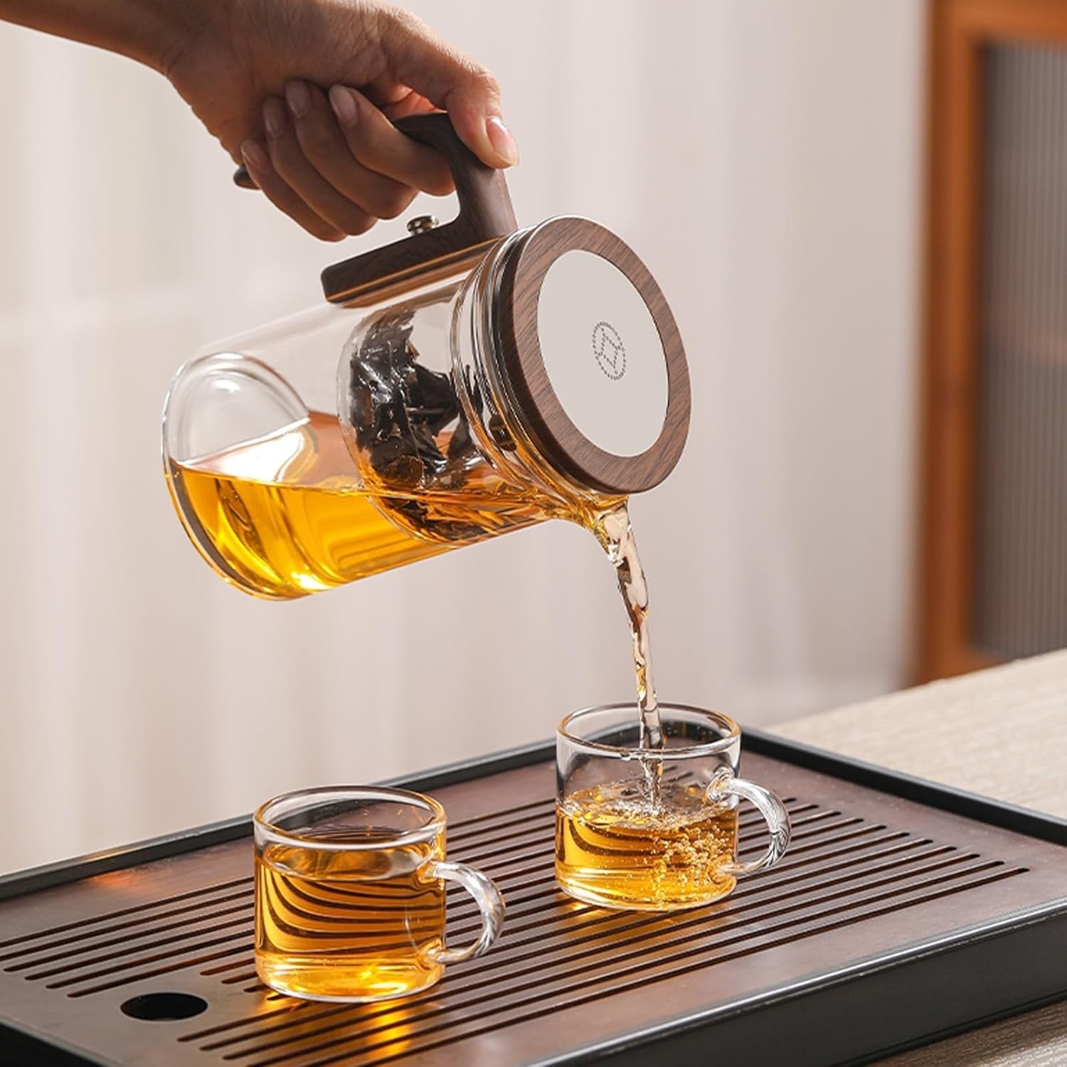 Glass Teapot with Infuser 600ml Tea Water Separation Tea Coffee Pot