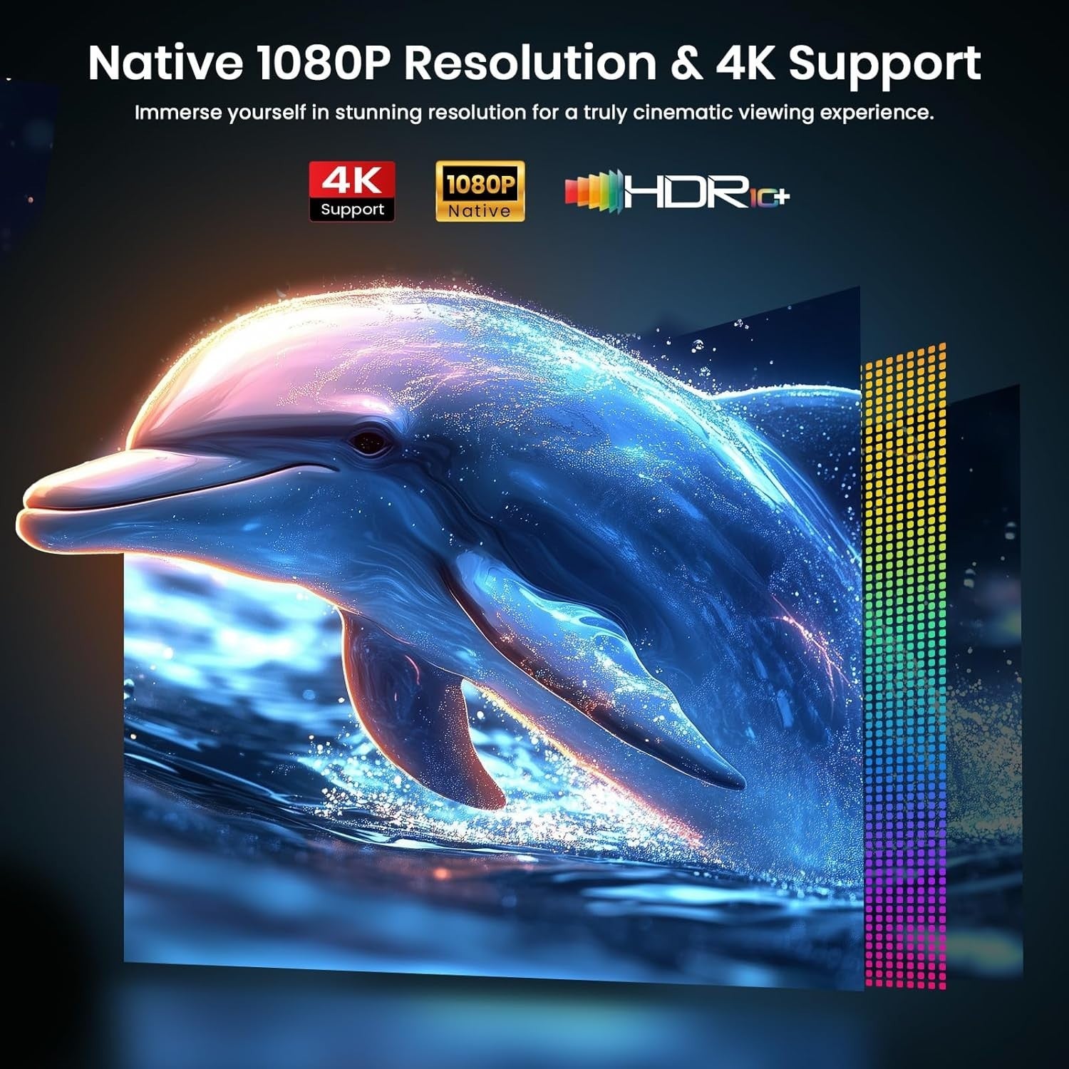 4K Supported Projector Auto Focus Keystone WiFi 6 Bluetooth 300"